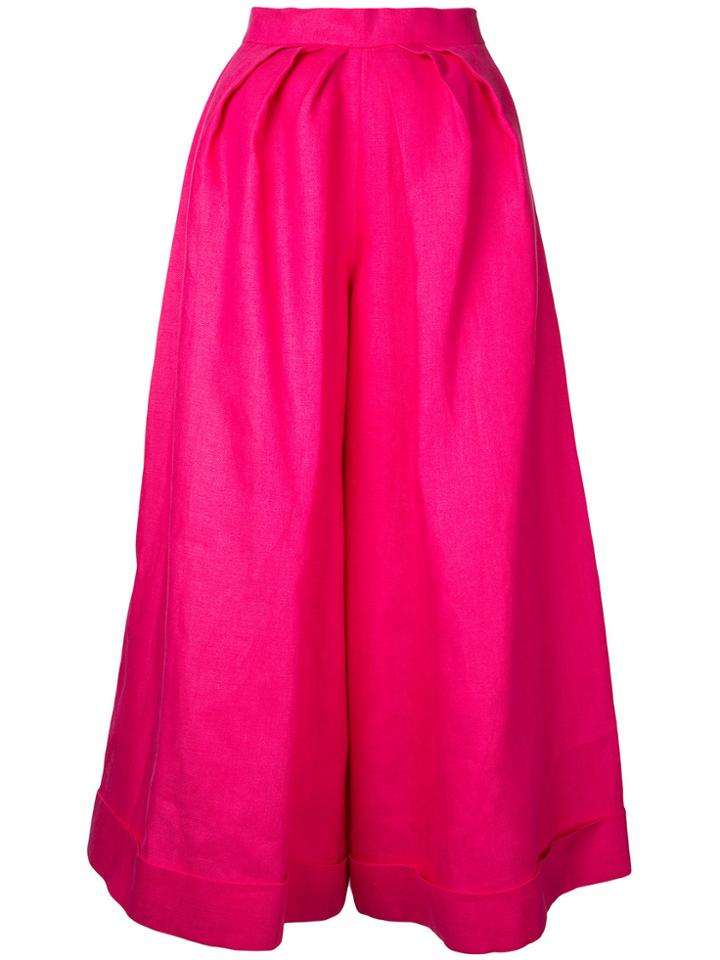 Delpozo Pleated Detail Palazzo Trousers - Pink & Purple