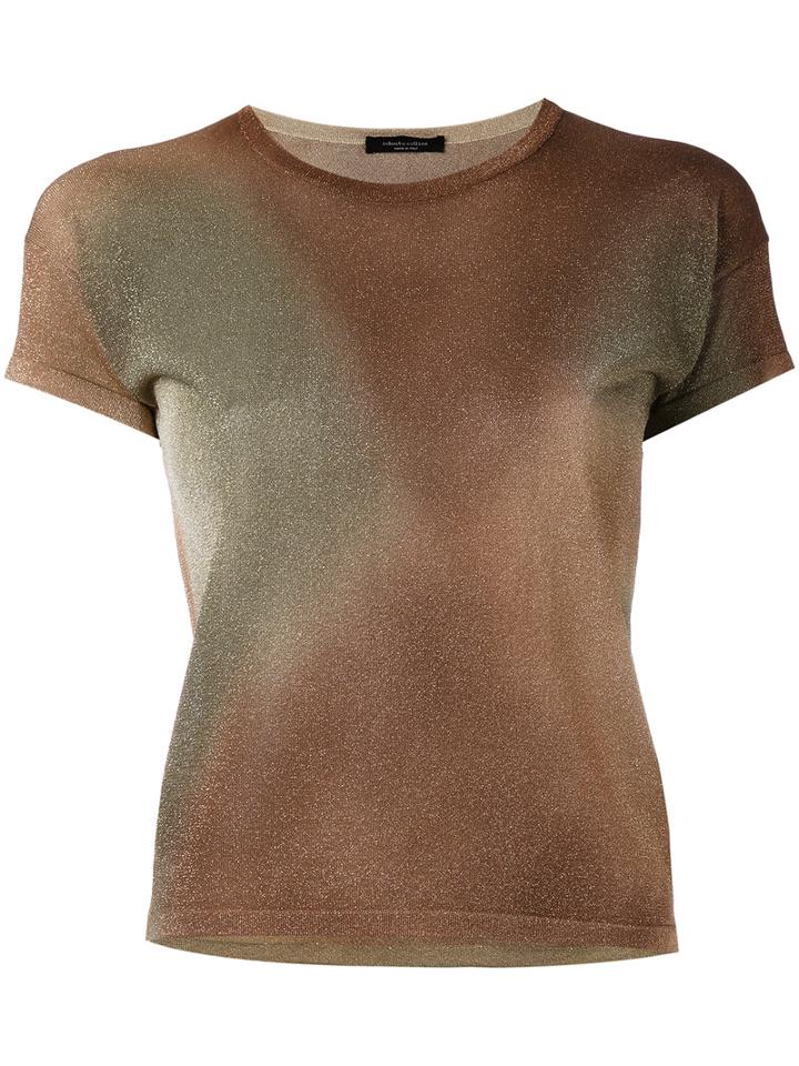 Roberto Collina - Metallic Knit Top - Women - Polyester/viscose - L, Brown, Polyester/viscose