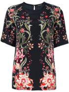 Roberto Cavalli Floral Print T-shirt, Women's, Size: 40, Black, Silk