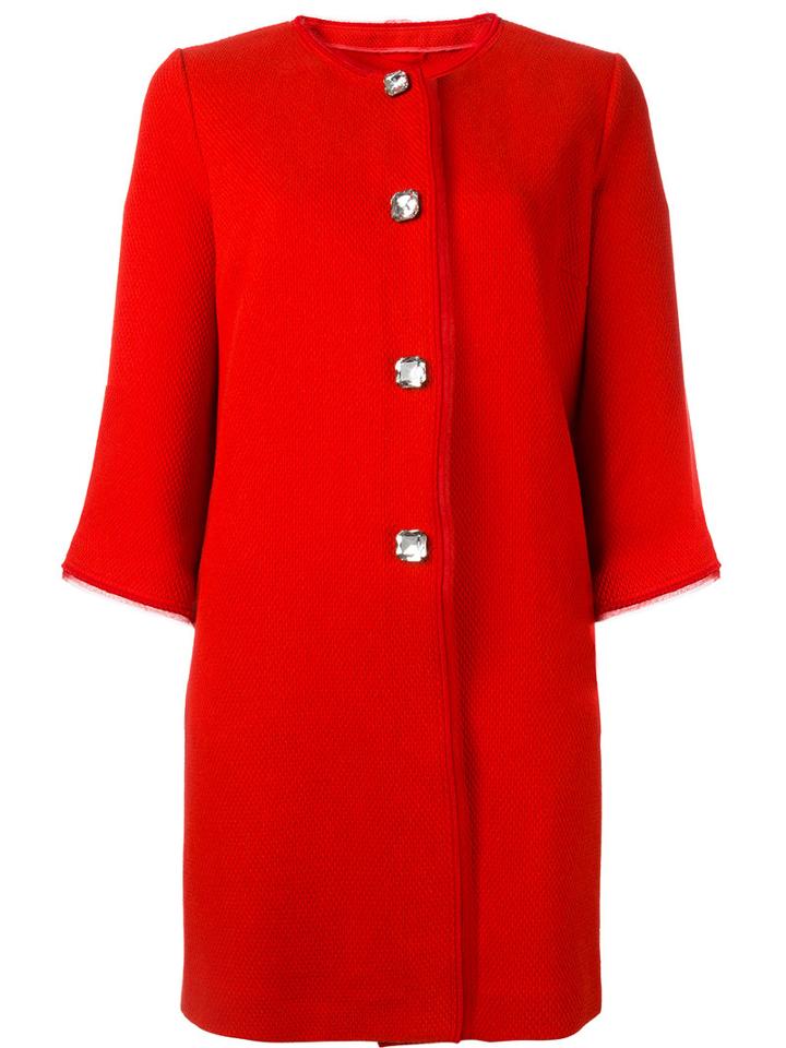 Ermanno Scervino Three-quarter Sleeve Jacket, Women's, Size: 40, Red, Cotton/polyester