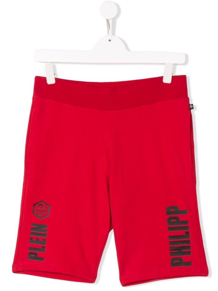 Philipp Plein Junior Teen Logo Print Casual Shorts - Red