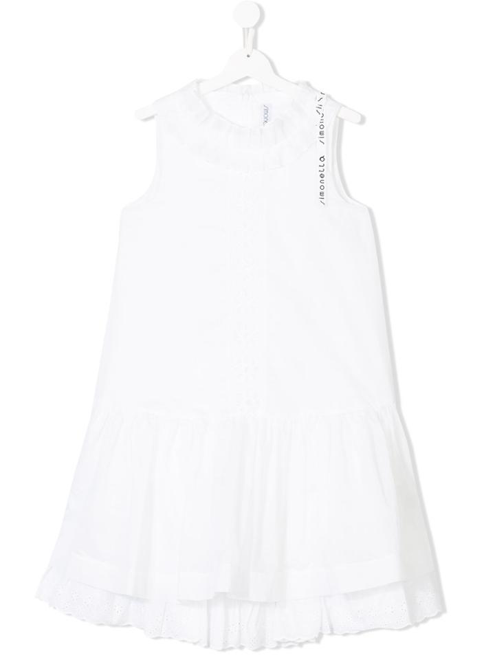 Simonetta Teen Logo Tape Dress - White
