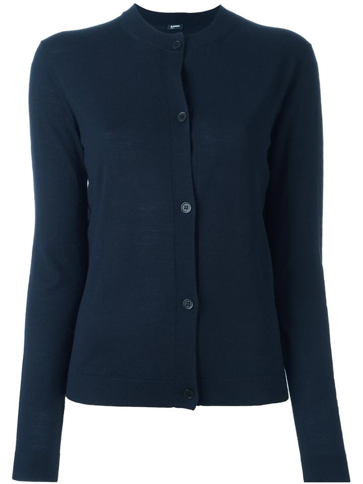 Jil Sander Navy Button Down Cardigan, Women's, Size: Small, Blue, Wool