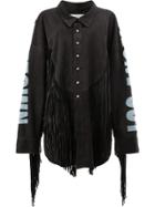 Faith Connexion Fringed Shearling Shirt - Black