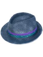 Striped Panel Hat - Women - Acrylic/paper Yarn - 57, Purple, Acrylic/paper Yarn, Le Chapeau