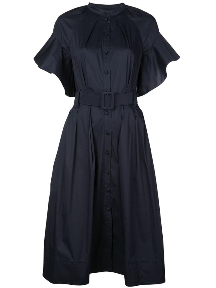 Oscar De La Renta Navy Belted Dress - Blue