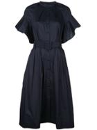 Oscar De La Renta Navy Belted Dress - Blue