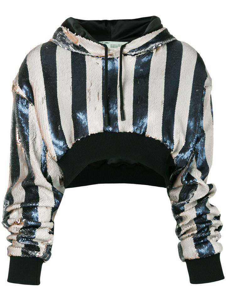 Off-white Distressed Sequin Hoodie - Blue