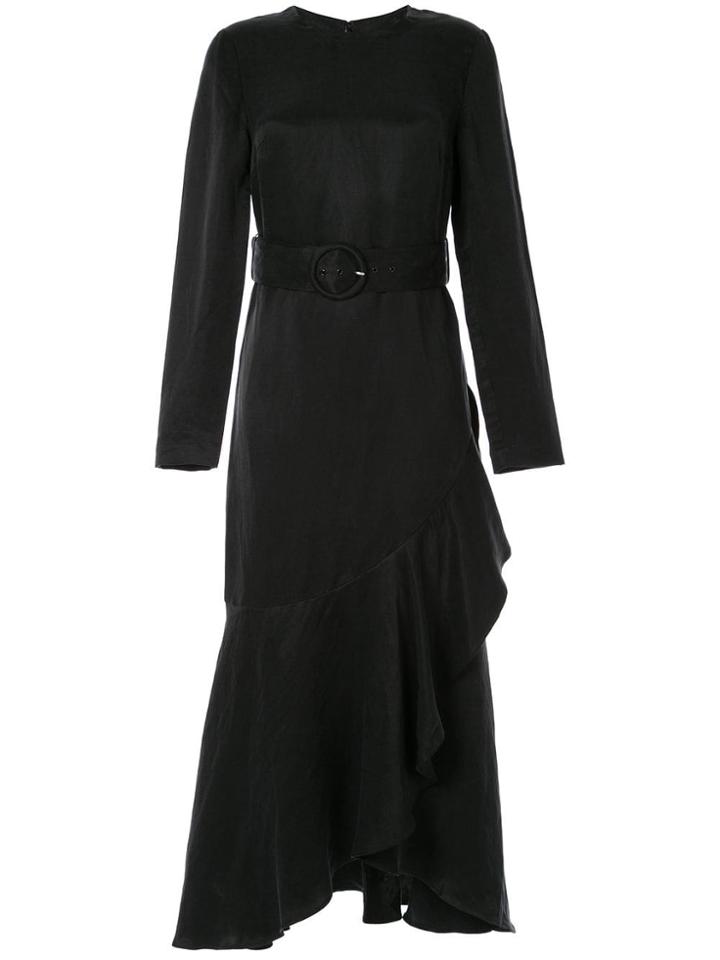 Sir. Inez Asymmetrical Ruffle Gown - Black