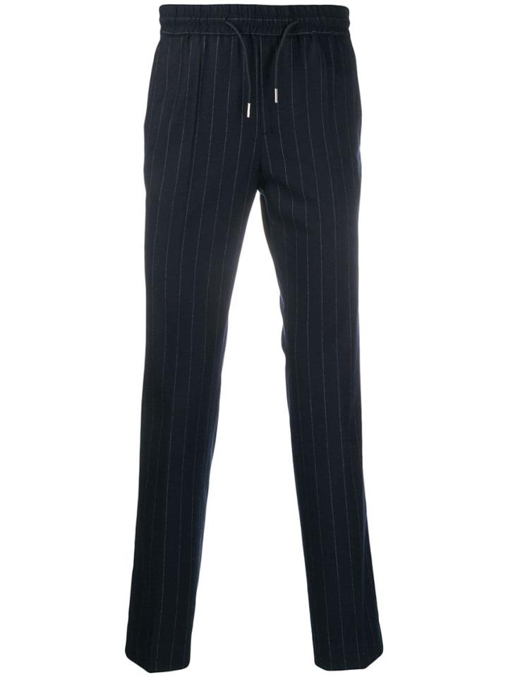 Sandro Paris Drawstring Pinstriped Trousers - Blue