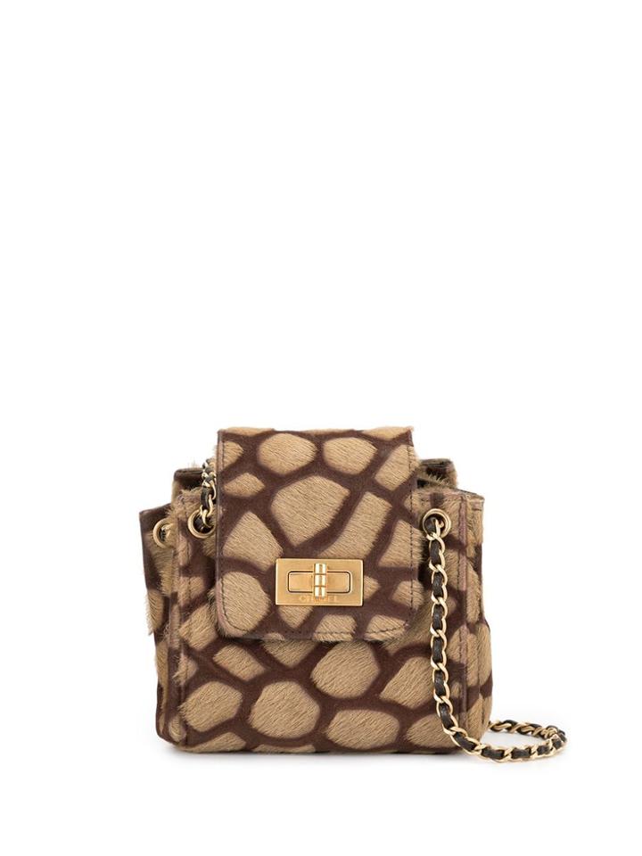 Chanel Pre-owned 2.55 Line Giraffe Pattern Mini Tote - Brown