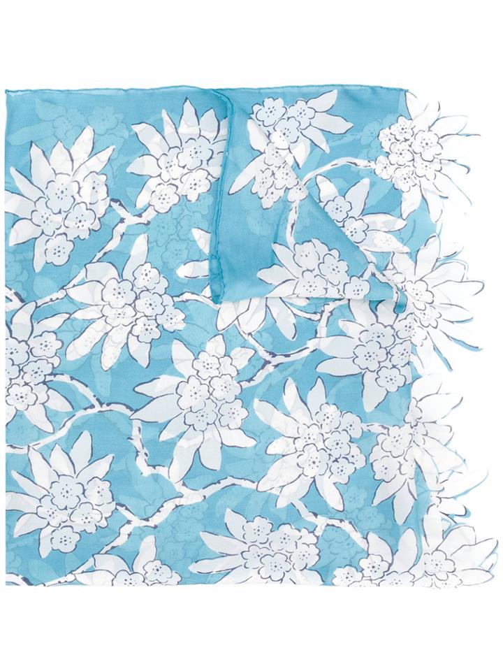Valentino Valentino Garavani Rododendro Print Stole Scarf - Blue