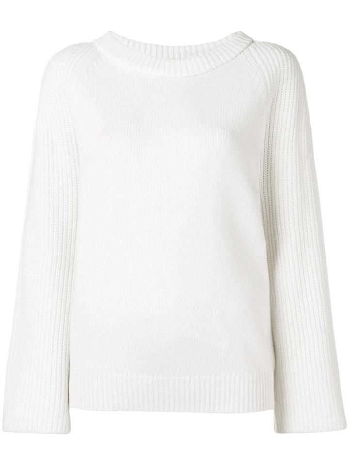 Lamberto Losani Ribbed Knit Detail Sweater - White