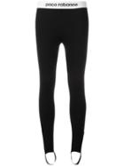 Paco Rabanne Logo Trim Leggings, Women's, Size: Medium, Black, Viscose/polyamide/spandex/elastane