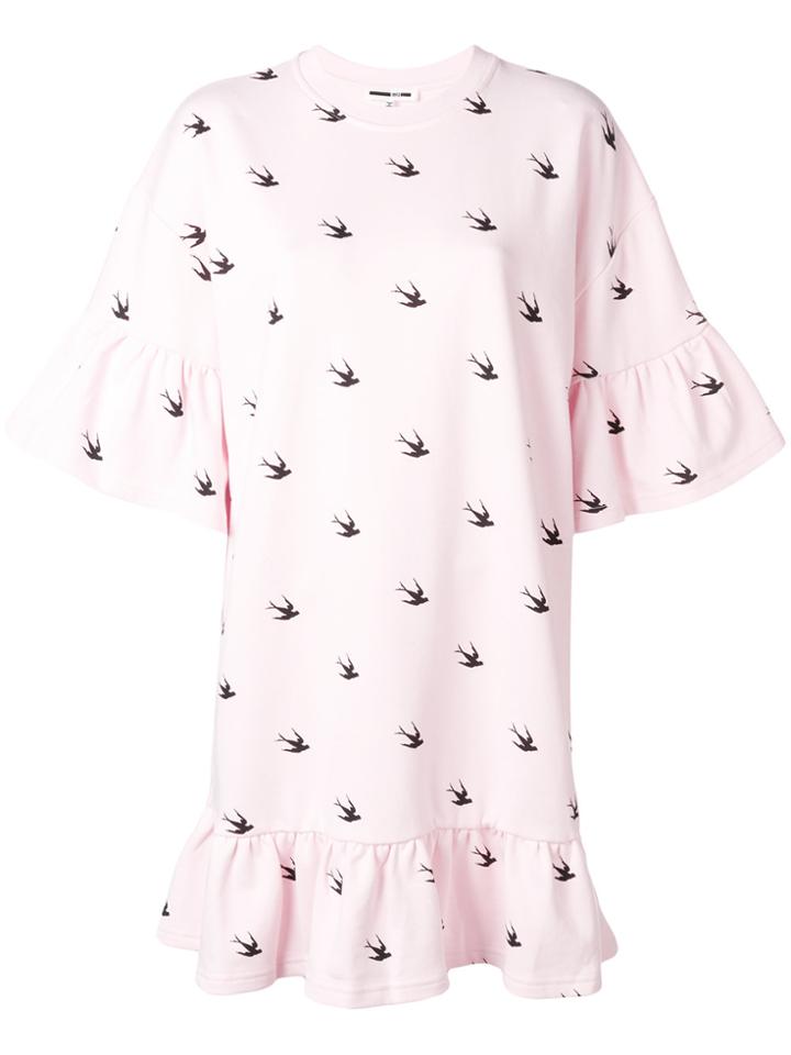 Mcq Alexander Mcqueen Ruffled Swallow Mini Dress - Pink & Purple