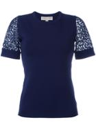Michael Michael Kors Short Sleeve Top, Women's, Size: Xs, Blue, Nylon/spandex/elastane/viscose