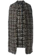 Dolce & Gabbana Scarf Detail Coat, Women's, Size: 42, Black, Silk/cotton/acrylic/wool