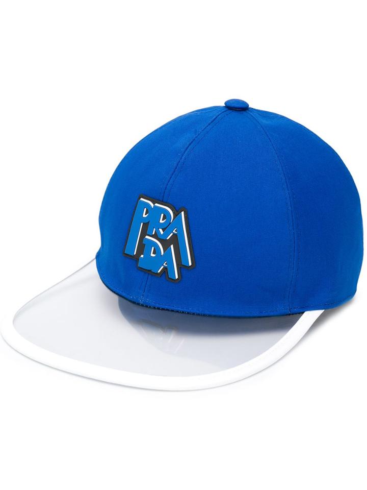 Prada Transparent Brim Logo Cap - Blue