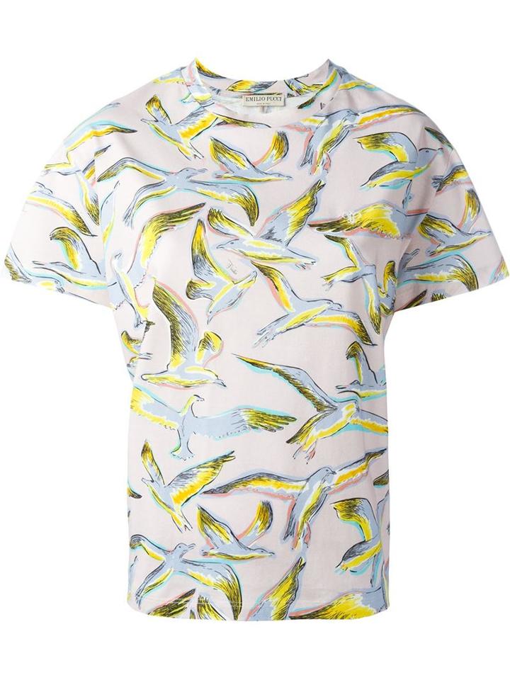 Emilio Pucci Bird Print T-shirt, Women's, Size: L, Pink/purple, Cotton