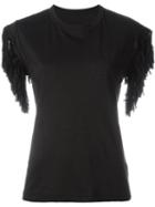 Sacai Fringed T-shirt, Women's, Size: 1, Black, Linen/flax/polyester