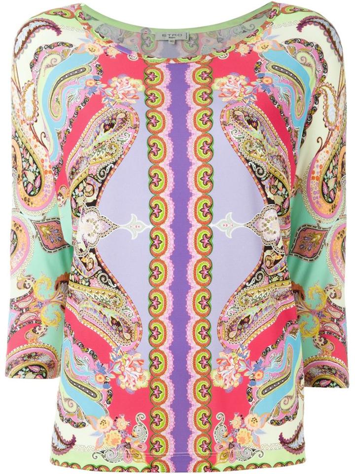 Etro Paisley Print Top, Women's, Size: 42, Spandex/elastane/viscose