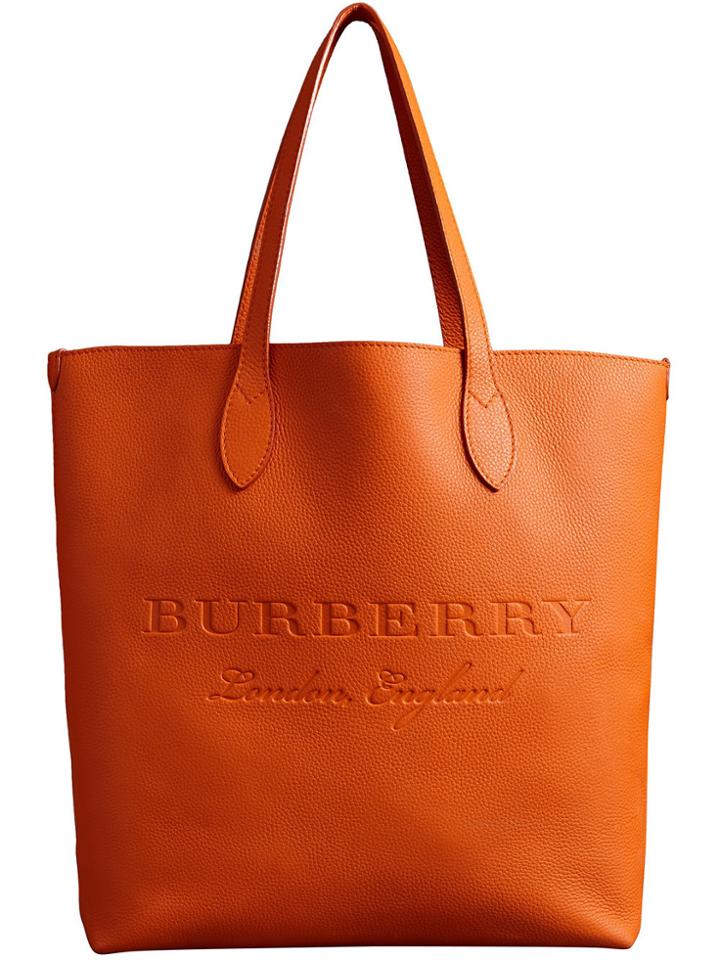 Burberry Embossed Leather Tote - Yellow & Orange