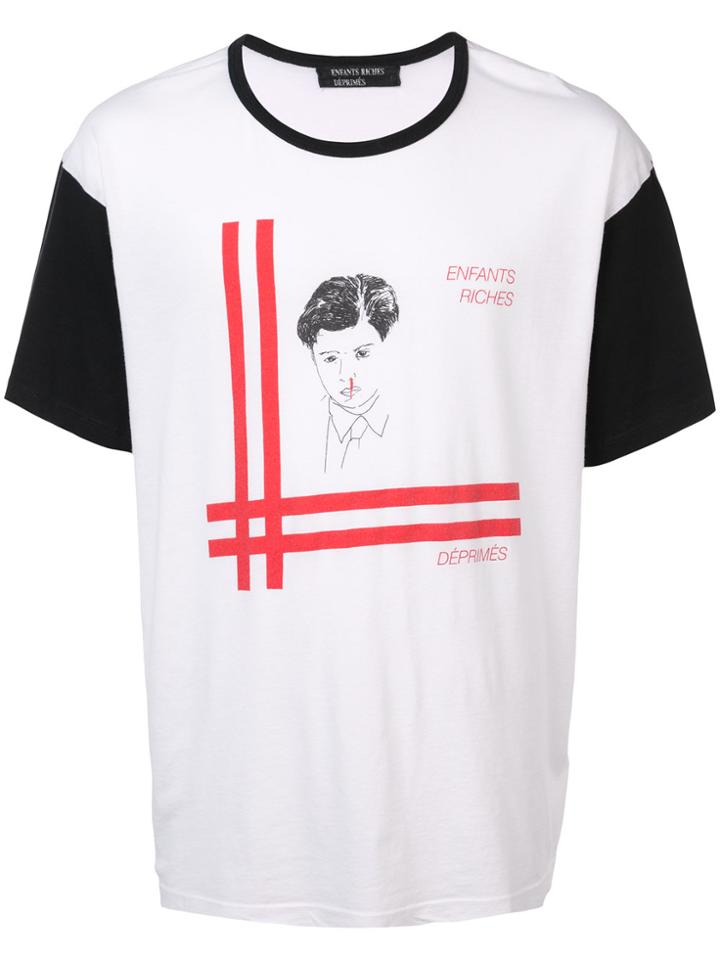 Enfants Riches Déprimés Baron Print Contrast Sleeve T-shirt - White