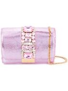 Gedebe Embellished Clicky Shoulder Bag - Pink & Purple