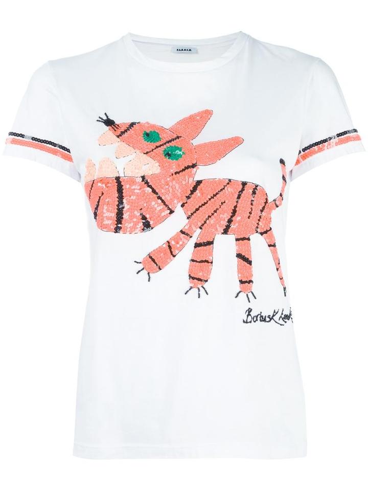 P.a.r.o.s.h. Sequinned Print T-shirt, Women's, Size: Large, White, Cotton/pvc