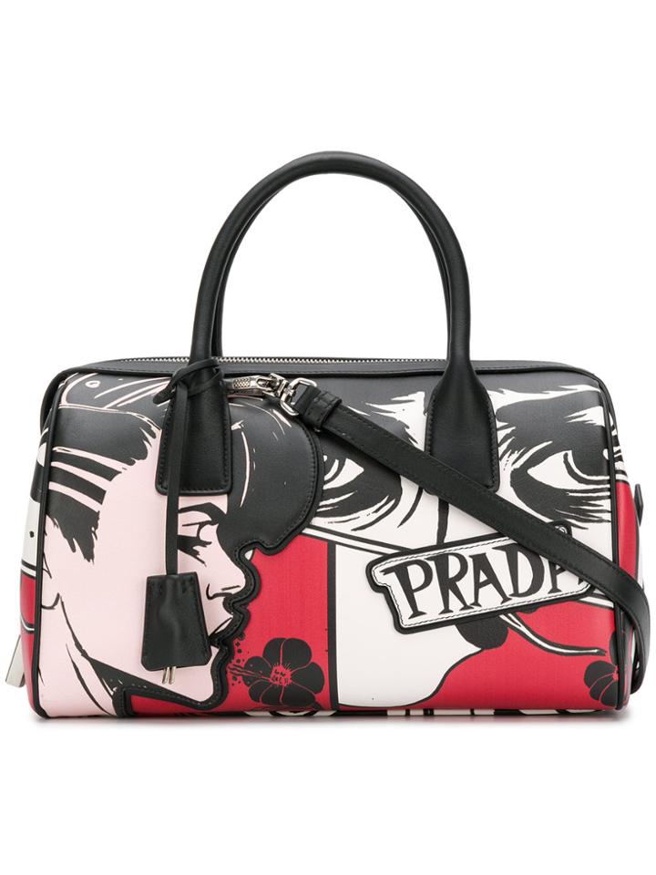 Prada Comic Print Tote Bag - Black