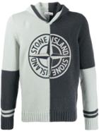 Stone Island Two-tone Logo Hoodie - Grey