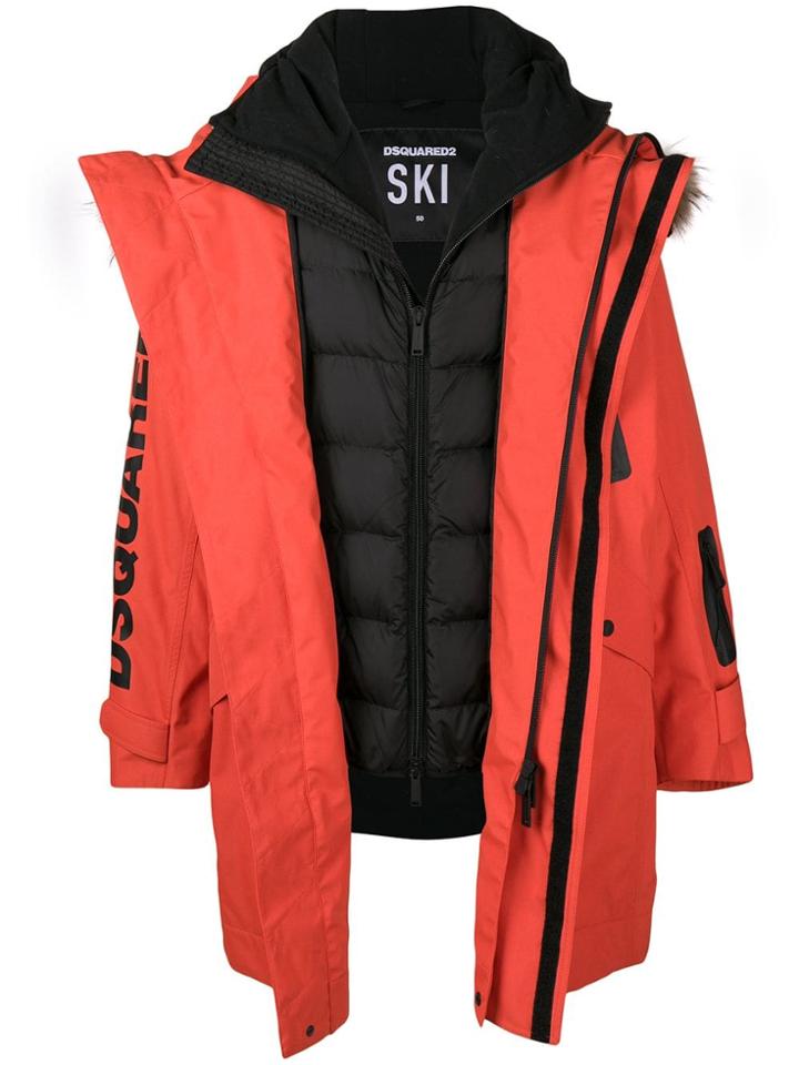 Dsquared2 Oversized Parka Coat - Orange