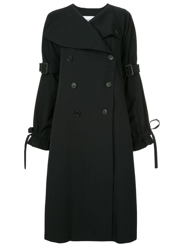 Enföld Double-breasted Plaid Coat - Black