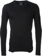 Ann Demeulemeester Blanche 'sea Island' Longsleeved T-shirt, Men's, Size: Large, Black, Cotton