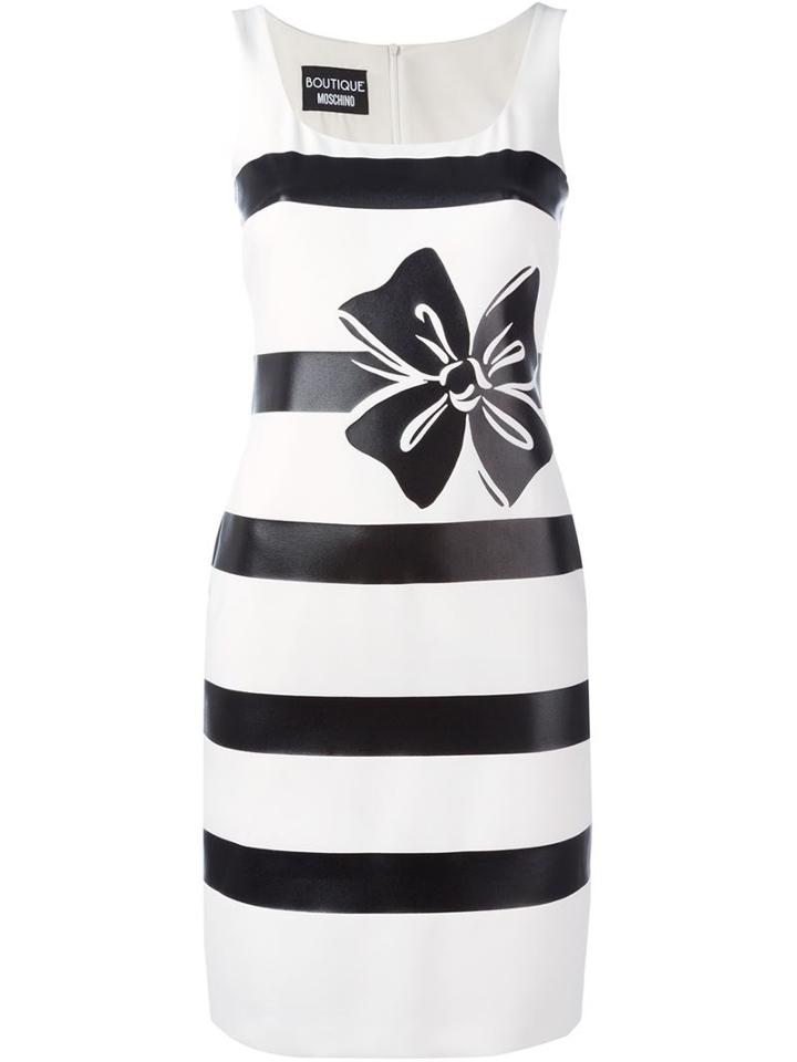 Boutique Moschino Stripe And Bow Fitted Dress
