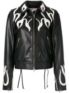 Mcq Alexander Mcqueen Flame Effect Leather Jacket - Black