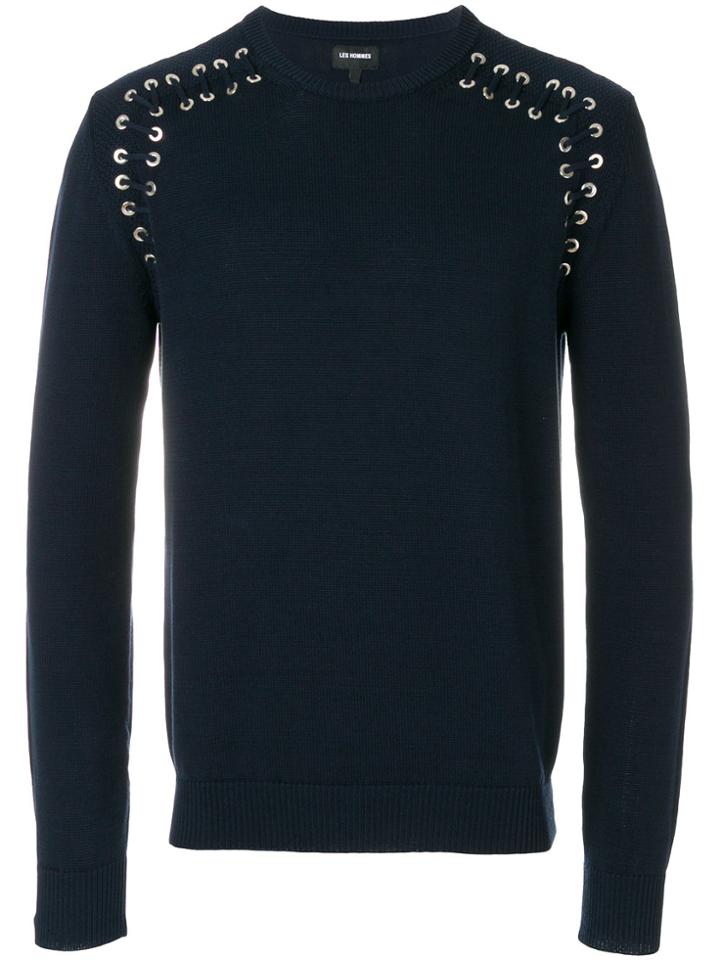 Les Hommes Lace-up Detail Jumper - Blue