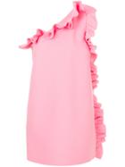 Msgm Frill One Shoulder Dress - Pink & Purple