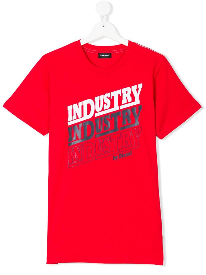 Diesel Kids Industry Print T-shirt - Red