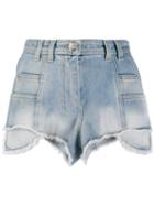 Balmain Raw Hem High-rise Denim Shorts - Blue