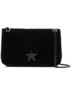 Stella Mccartney Quilted-effect Velvet Shoudler Bag - Black