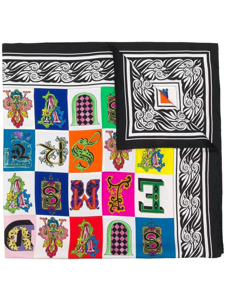 Versace Multiple Icon Square Scarf - Black