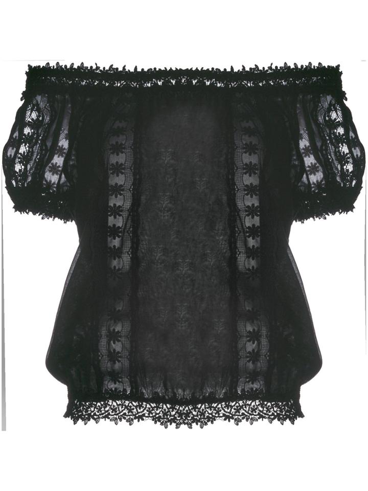 Charo Ruiz Embroidered Off-shoulder Blouse - Black