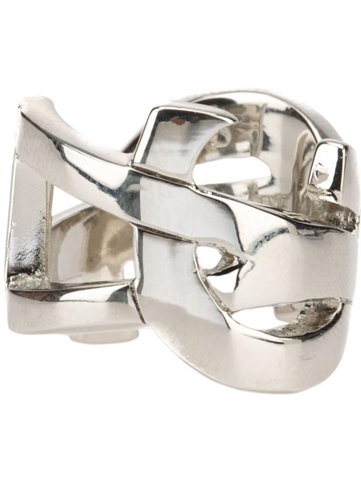 Saint Laurent 'monogram' Ring, Women's, Size: 7, Metallic