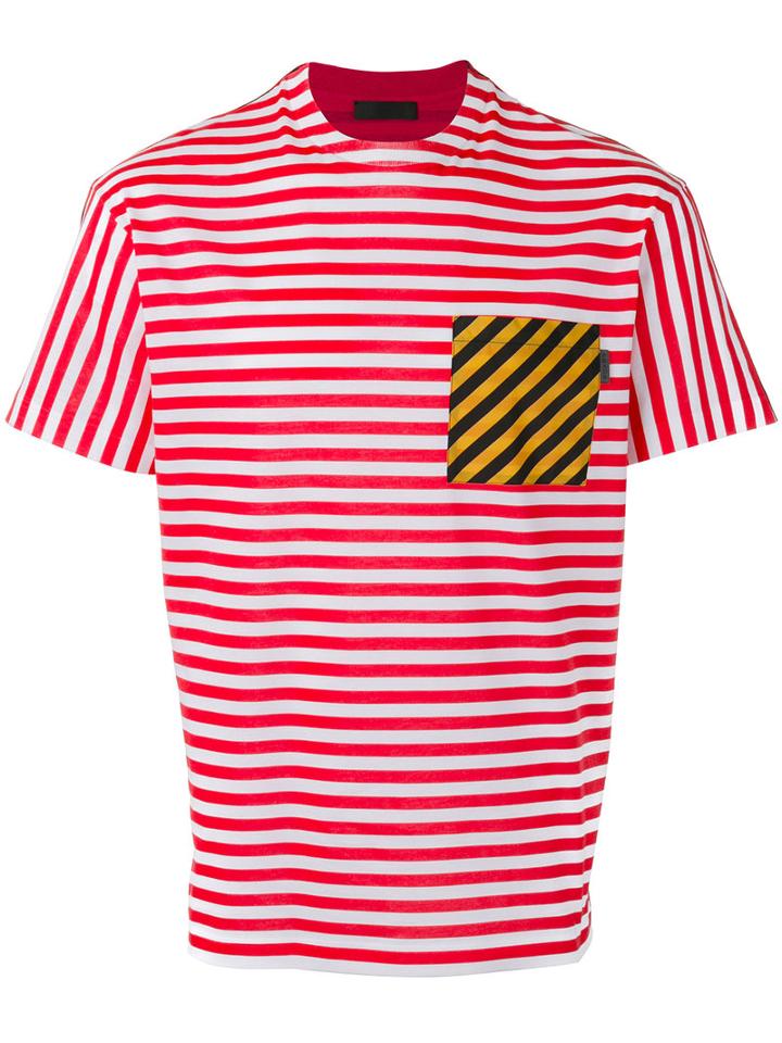 Prada - Striped Shirt With Contrast Chest Pocket - Men - Cotton - Xl, Red, Cotton