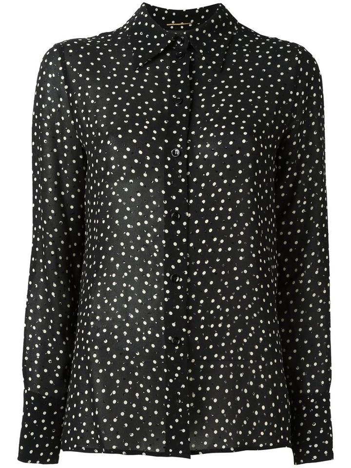 Saint Laurent Sequin Embellished Printed Shirt, Women's, Size: 38, Black, Viscose