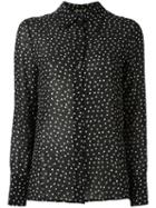 Saint Laurent Sequin Embellished Printed Shirt, Women's, Size: 38, Black, Viscose
