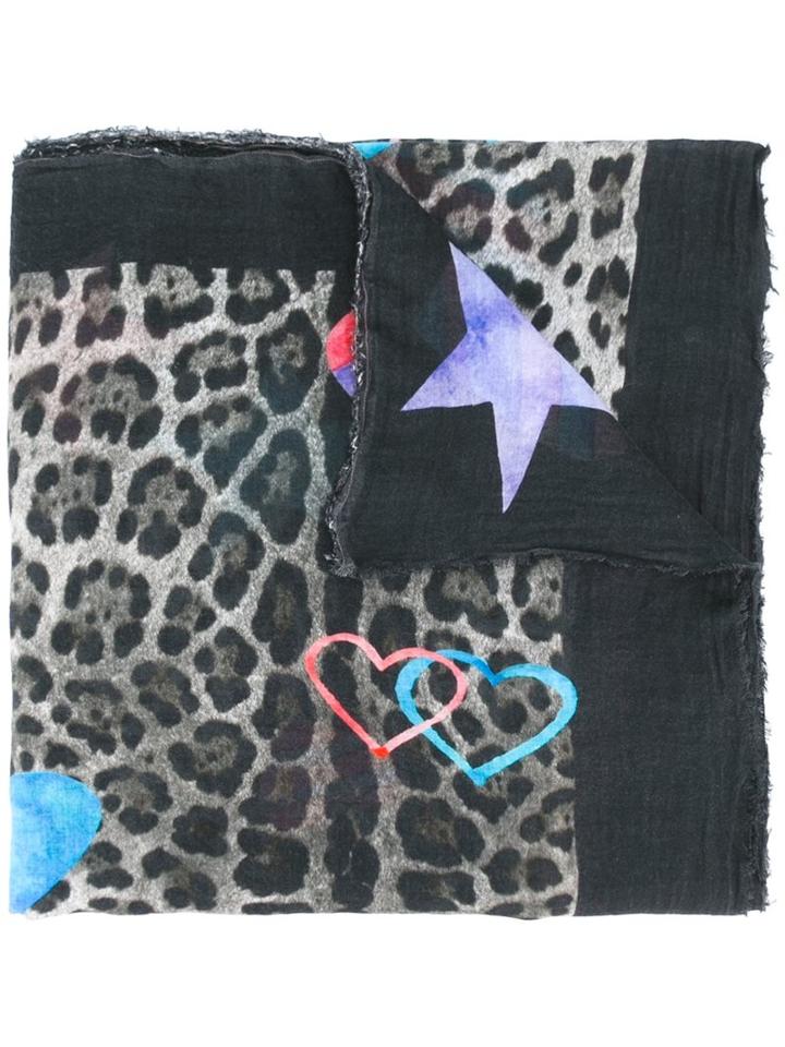 Ottotredici Leopard Print Scarf, Women's, Black, Modal/cashmere