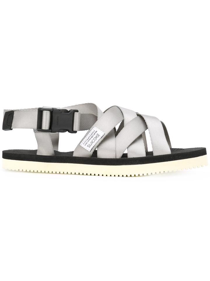 Suicoke Push Buckle Cross Strap Sandals - Grey
