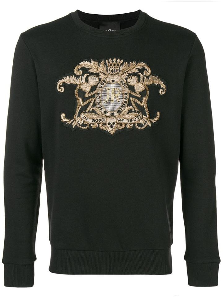 John Richmond Embroidered Crest Logo Sweatshirt - Black